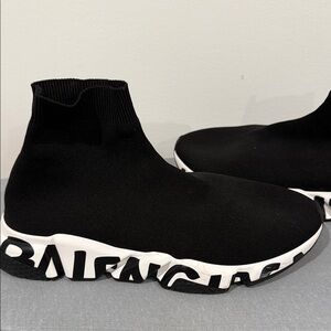 Balenciaga Black Knit High-Top Sneakers